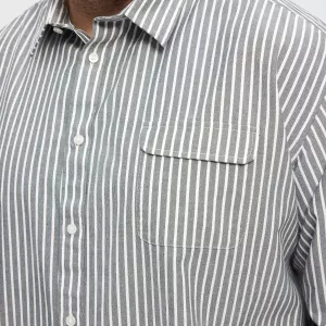 Chemise rayée lignée gris et blanc coupe classique-6XL