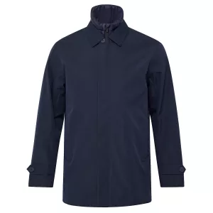 Carcoat bleu marine élégant avec fermeture discrète