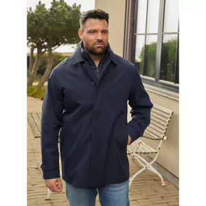 Carcoat bleu marine élégant avec fermeture discrète-3XL