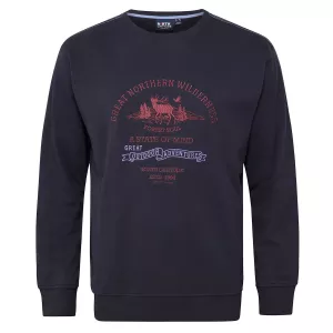Sweatshirt motif nature bleu nuit grande longueur-2XLT