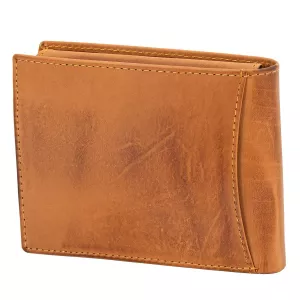Portefeuille homme cognac RFID élégant en cuir véritable--