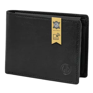 Portefeuille homme noir RFID élégant en cuir véritable--