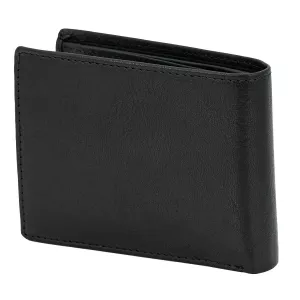 Portefeuille homme noir RFID élégant en cuir véritable--