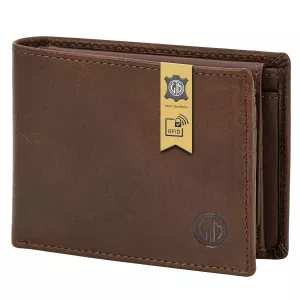 Portefeuille homme brun foncé cuir italien grainé RFID sécurisé