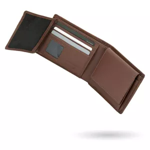 Portefeuille homme brun foncé cuir italien grainé RFID sécurisé--