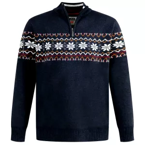 Pull col zippé D555 Edinson bleu marine-4XL
