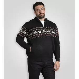 Pull col zippé D555 Edinson bleu marine-4XL