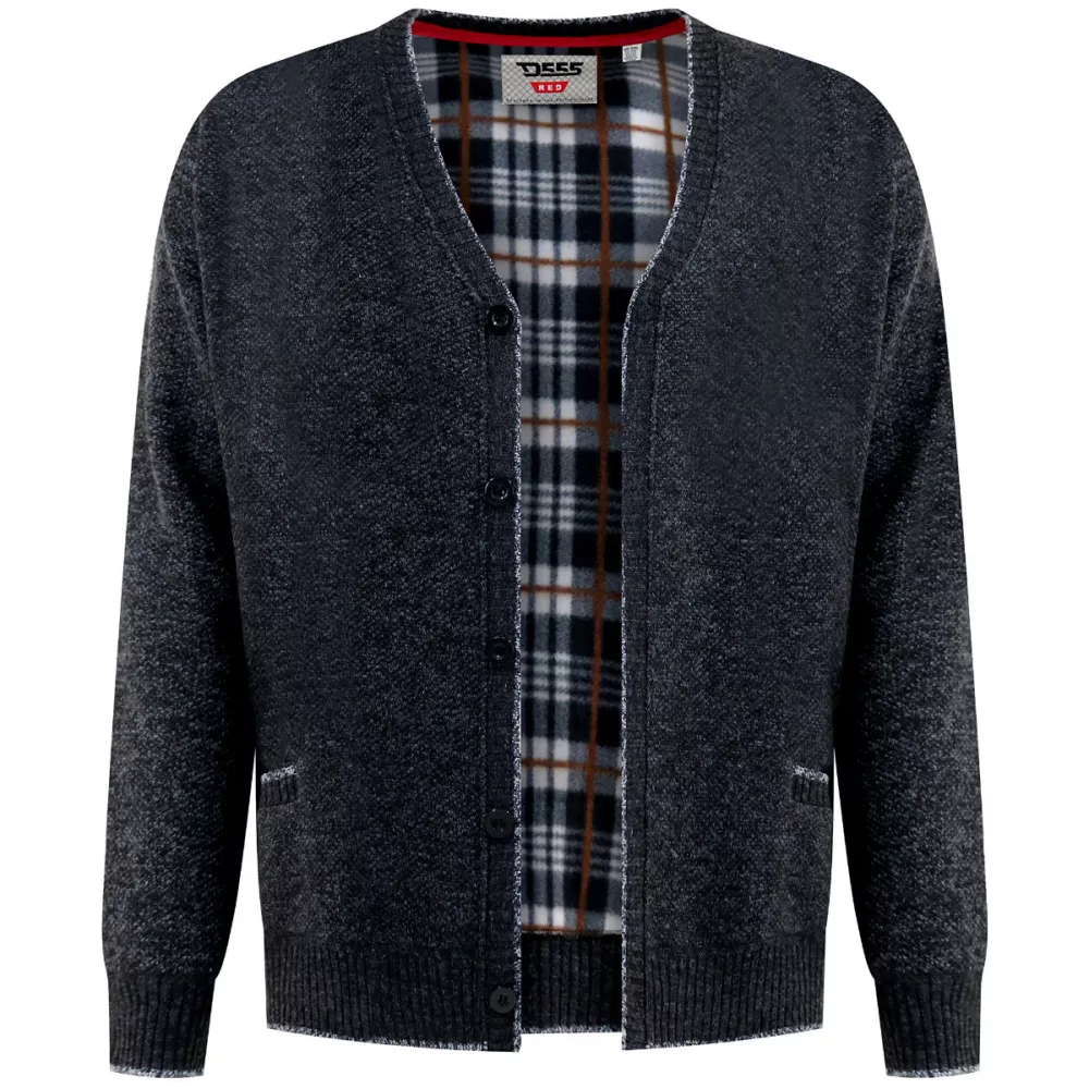 Gilet boutonné D555 Guy Mélange de gris foncé-5XL