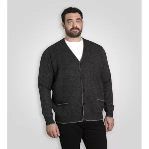 Gilet boutonné D555 Guy Mélange de gris foncé-4XL