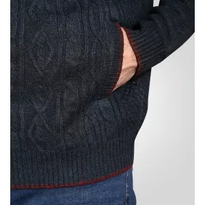 Gilet torsadé zippé D555 Gillingham Mélange de bleu marine-7XL