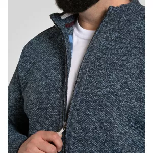 Cardigan zippé D555 Dereham Mélange de bleu-7XL