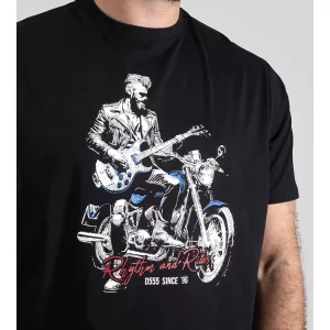 T-shirt D555 Derby imprimé moto bleu nuit-6XL