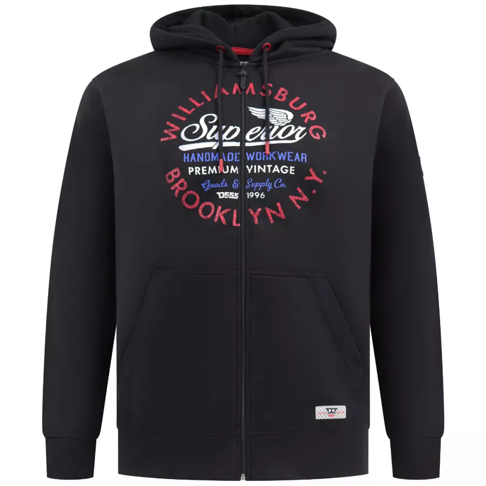 Sweat à capuche zippé D555 Southampton noir-4XL