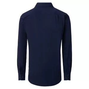 Chemise twill confort bleu marine à détails carreaux-5XL