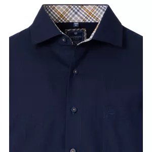 Chemise twill confort bleu marine à détails carreaux-5XL