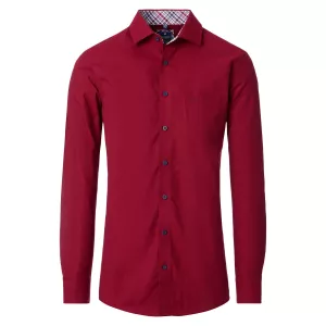 Chemise twill confort Rouge Cactus à détails carreaux
