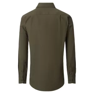 Chemise twill confort vert olive à détails carreaux-3XL