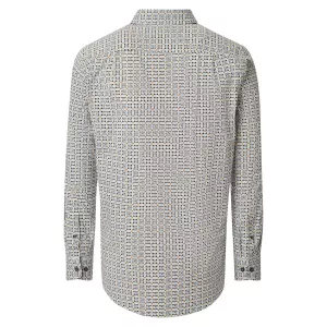 Chemise motifs jaune, bleu et marron manches longues-3XL