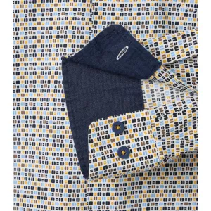 Chemise motifs jaune, bleu et marron manches longues-2XL