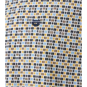 Chemise motifs jaune, bleu et marron manches longues-3XL