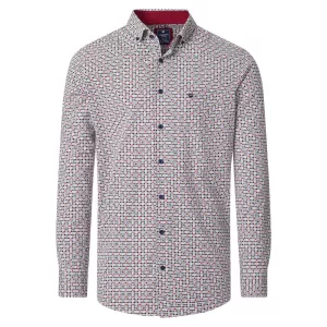 Chemise motifs rouge et bleu manches longues