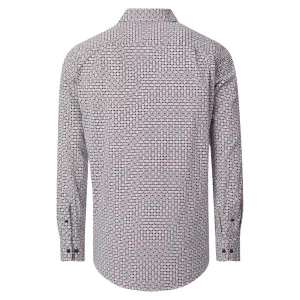 Chemise motifs rouge et bleu manches longues-5XL