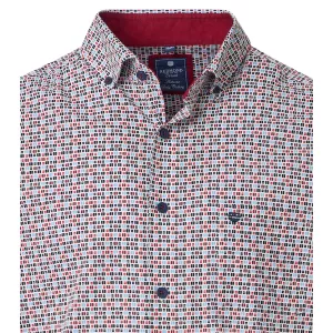 Chemise motifs rouge et bleu manches longues-5XL