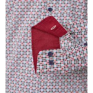 Chemise motifs rouge et bleu manches longues-5XL