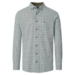 Chemise motifs vert et bleu manches longues