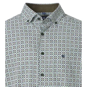 Chemise motifs vert et bleu manches longues-5XL