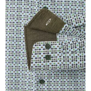 Chemise motifs vert et bleu manches longues-5XL