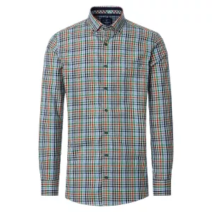 Chemise à carreaux vert bleu et rouge manches longues