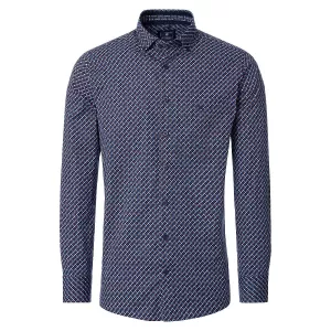 Chemise à motifs marine et rouge manches longues