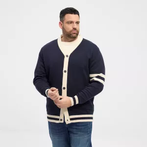 Gilet homme bleu nuit à rayures-5XL