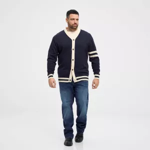 Gilet homme bleu nuit à rayures-6XL