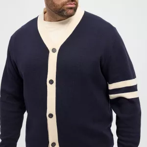 Gilet homme bleu nuit à rayures-6XL