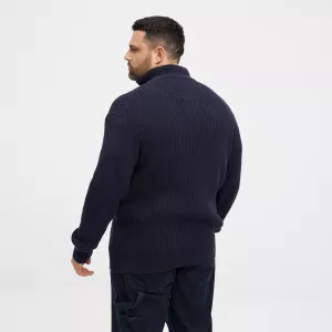 Pull col zippé homme bleu nuit logo brodé-6XL