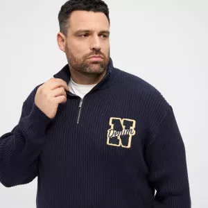 Pull col zippé homme bleu nuit logo brodé-6XL