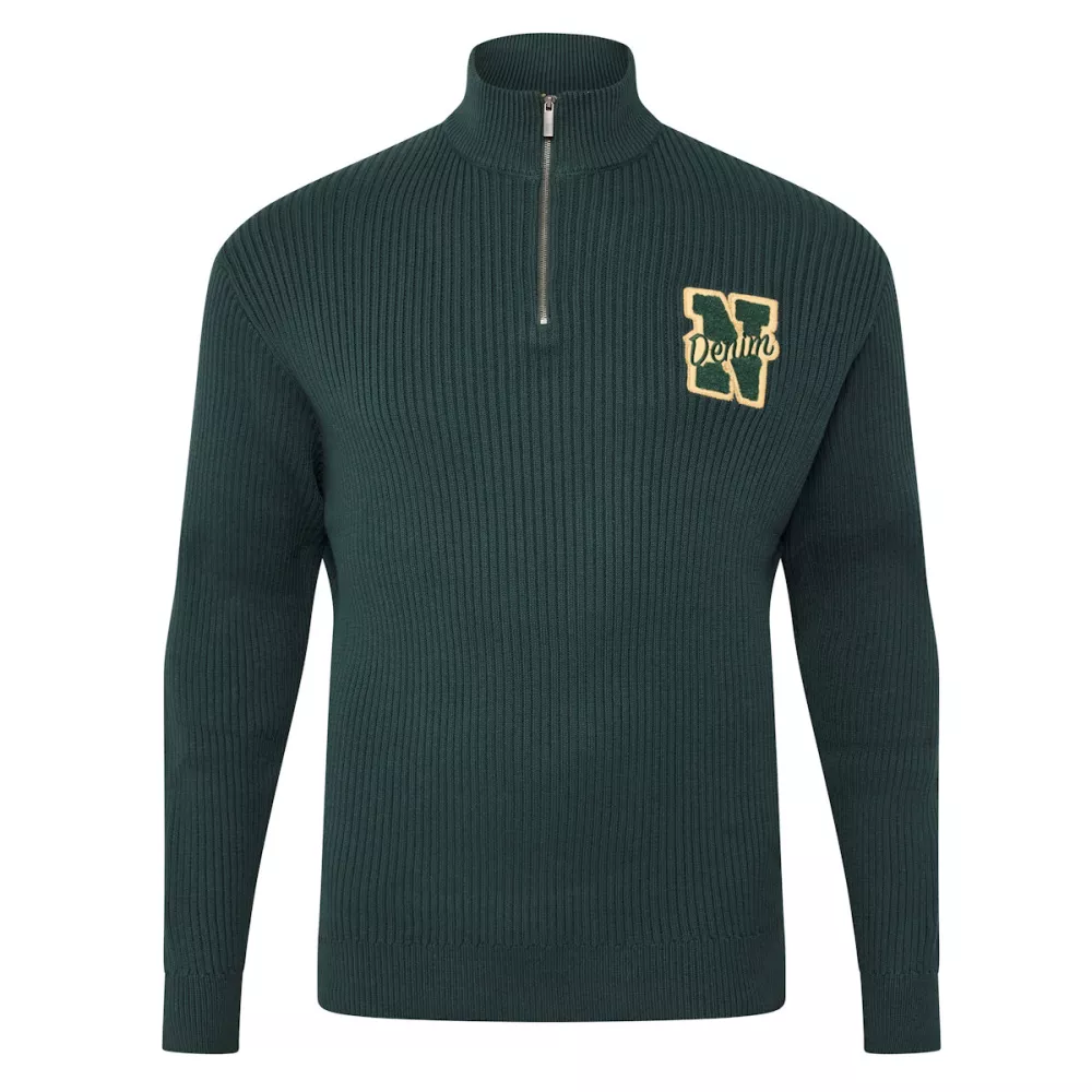 Pull col zippé homme vert bouteille logo brodé taille 6XL XXL4YOU