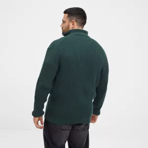 Pull col zippé homme vert bouteille logo brodé-6XL