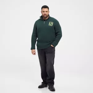 Pull col zippé homme vert bouteille logo brodé-4XL