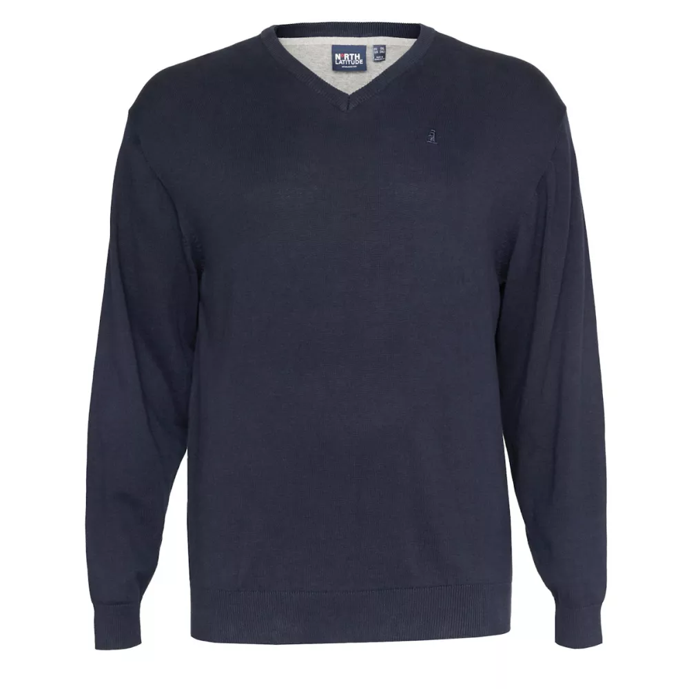 Pull col V homme bleu nuit élégant et respirant taille 3XL XXL4YOU - Main Image
