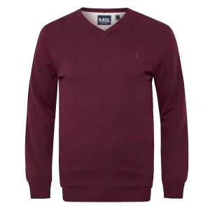 Pull col V homme bordeaux élégant et respirant-5XL