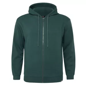 Sweat zippé homme vert bouteille à capuche réglable