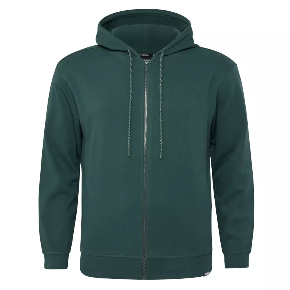 Sweat zippé homme vert bouteille à capuche réglable taille 7XL