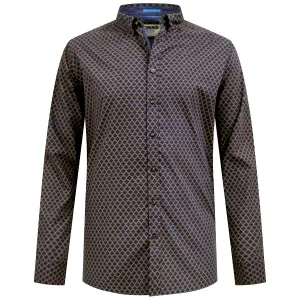 Chemise D555 SHEFFIELD bleu marine micro motif doré