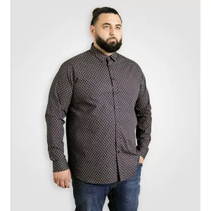 Chemise D555 SHEFFIELD bleu marine micro motif doré-5XL