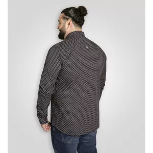 Chemise D555 SHEFFIELD bleu marine micro motif doré-5XL