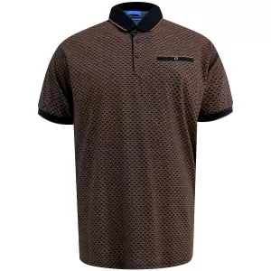 Polo noir WORKSOP imprimé avec col jacquard