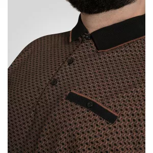 Polo noir WORKSOP imprimé avec col jacquard-5XL